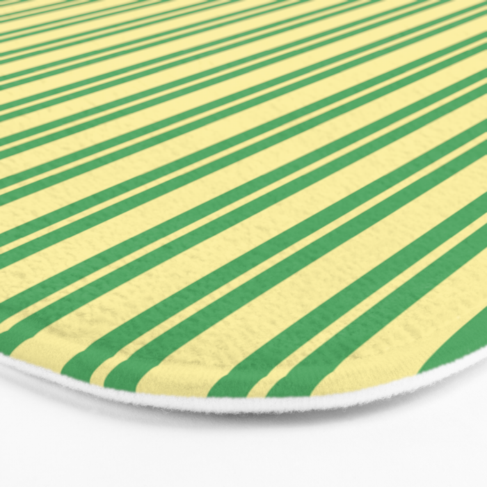 Yellow and Green Stripes Classic Double Stripe Vertical Pattern Bath Mat Gallery Image 3