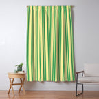 Yellow and Green Stripes Classic Double Stripe Vertical Pattern Window Curtain Gallery Image 5