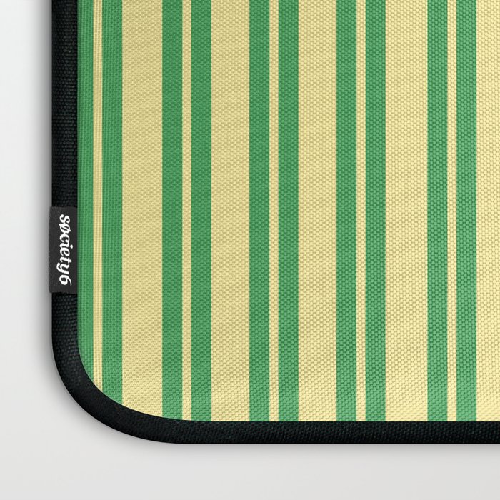 Yellow and Green Stripes Classic Double Stripe Vertical Pattern Laptop Sleeve Gallery Image 3