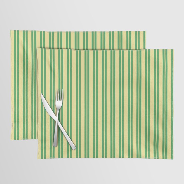 Yellow and Green Stripes Classic Double Stripe Vertical Pattern Placemat Gallery Image 1