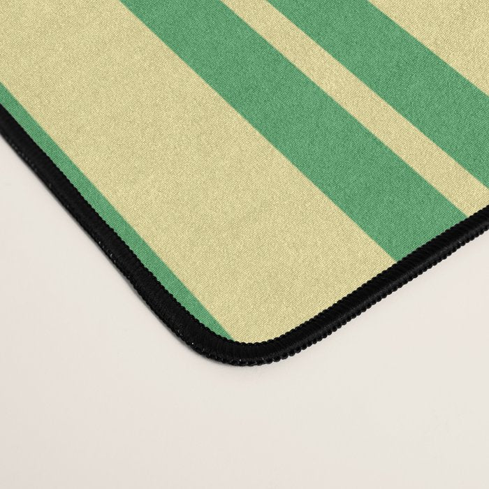 Yellow and Green Stripes Classic Double Stripe Vertical Pattern Desk Mat Gallery Image 4