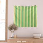 Yellow and Green Stripes Classic Double Stripe Vertical Pattern Wall Tapestry Gallery Image 2