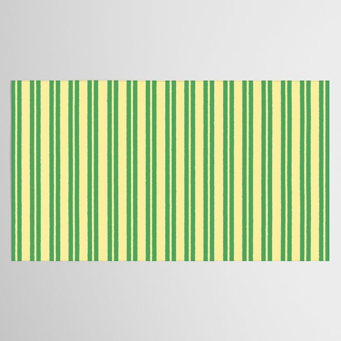 Yellow and Green Stripes Classic Double Stripe Vertical Pattern Tablecloth Gallery Image 2