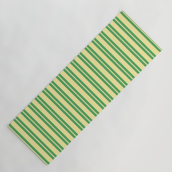 Yellow and Green Stripes Classic Double Stripe Vertical Pattern Yoga Mat Gallery Image 1