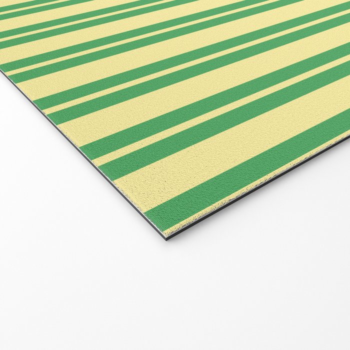 Yellow and Green Stripes Classic Double Stripe Vertical Pattern Welcome Mat Gallery Image 2