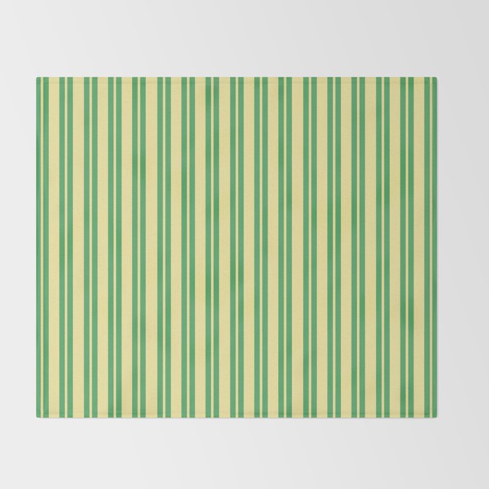 Yellow and Green Stripes Classic Double Stripe Vertical Pattern Throw Blanket Gallery Image 2