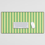 Yellow and Green Stripes Classic Double Stripe Vertical Pattern Desk Mat Gallery Image 1