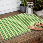 Yellow and Green Stripes Classic Double Stripe Vertical Pattern Outdoor Rug Gallery Image 2