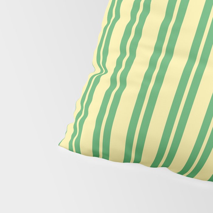 Yellow and Green Stripes Classic Double Stripe Vertical Pattern Pillow Sham Gallery Image 4
