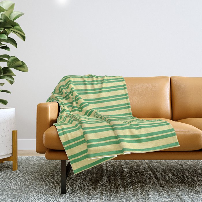Yellow and Green Stripes Classic Double Stripe Vertical Pattern Throw Blanket Gallery Image 1