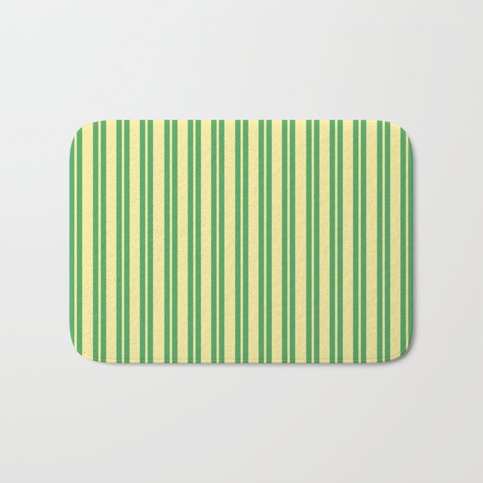 Yellow and Green Stripes Classic Double Stripe Vertical Pattern Bath Mat Gallery Image 1