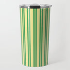 Yellow and Green Stripes Classic Double Stripe Vertical Pattern Travel Mug Gallery Image 1