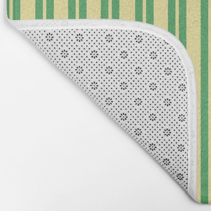 Yellow and Green Stripes Classic Double Stripe Vertical Pattern Bath Mat Gallery Image 2