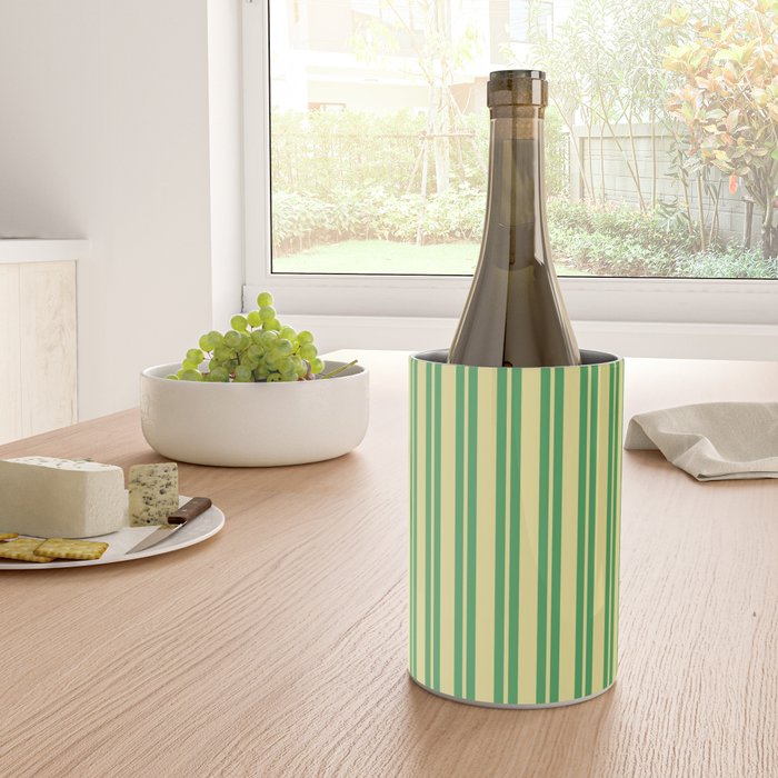 Yellow and Green Stripes Classic Double Stripe Vertical Pattern Wine Chiller Gallery Image 4
