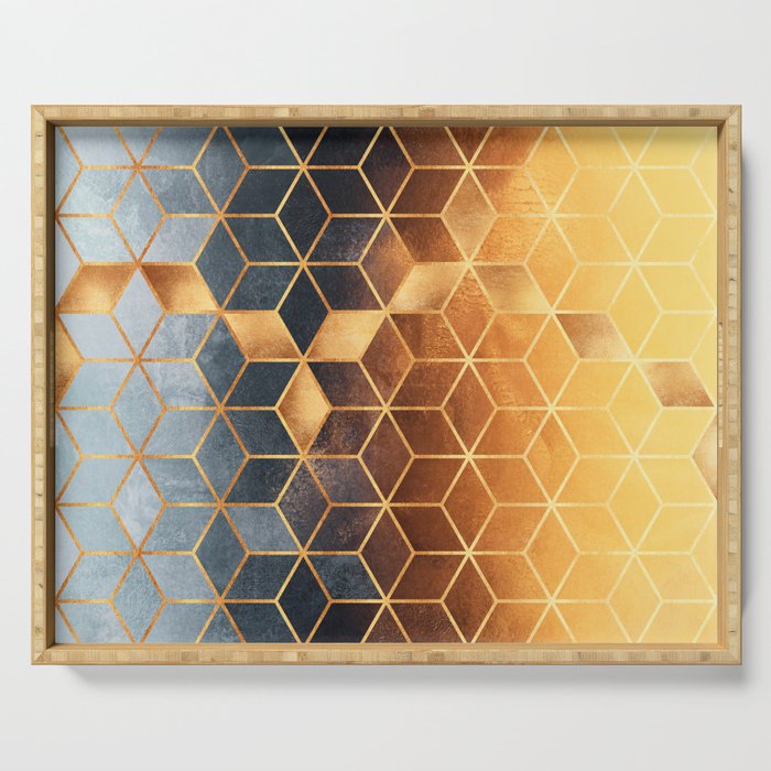 Golden Gradient Cubes Serving Tray Gallery Image 1