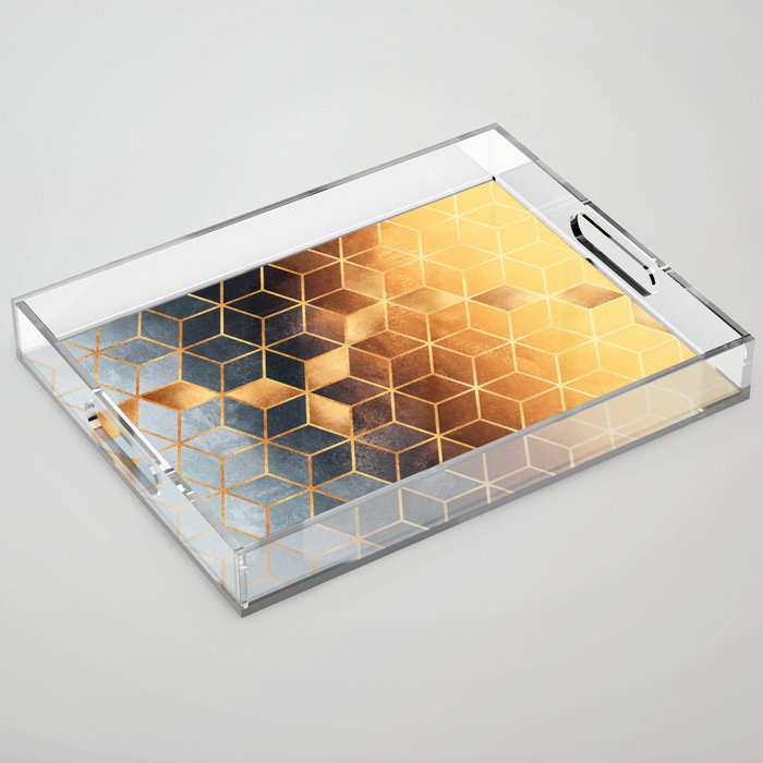 Golden Gradient Cubes Acrylic Tray Gallery Image 1