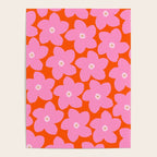 Retro Floral Orange And Pink Print Preppy Decor Abstract Flowers Poster Gallery Image 4