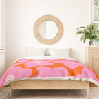 Retro Floral Orange And Pink Print Preppy Decor Abstract Flowers Duvet Cover Gallery Image 3