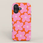Retro Floral Orange And Pink Print Preppy Decor Abstract Flowers iPhone Case Gallery Image 1