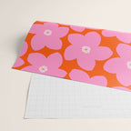 Retro Floral Orange And Pink Print Preppy Decor Abstract Flowers Wrapping Paper Gallery Image 2