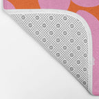 Retro Floral Orange And Pink Print Preppy Decor Abstract Flowers Bath Mat Gallery Image 2
