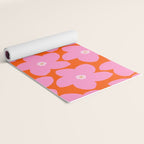 Retro Floral Orange And Pink Print Preppy Decor Abstract Flowers Yoga Mat Gallery Image 2