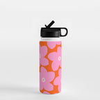 Retro Floral Orange And Pink Print Preppy Decor Abstract Flowers Water Bottle Gallery Image 1