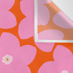 Retro Floral Orange And Pink Print Preppy Decor Abstract Flowers Wall Tapestry Gallery Image 3