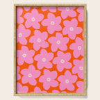 Retro Floral Orange And Pink Print Preppy Decor Abstract Flowers Serving Tray Gallery Image 1