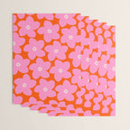 Retro Floral Orange And Pink Print Preppy Decor Abstract Flowers Wrapping Paper Gallery Image 3