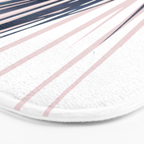 Contemporary Palm Leaf in Navy Blue and Blush Pink Bath Mat Gallery Image 3