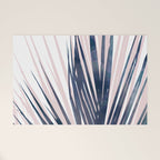 Contemporary Palm Leaf in Navy Blue and Blush Pink Welcome Mat Gallery Image 1
