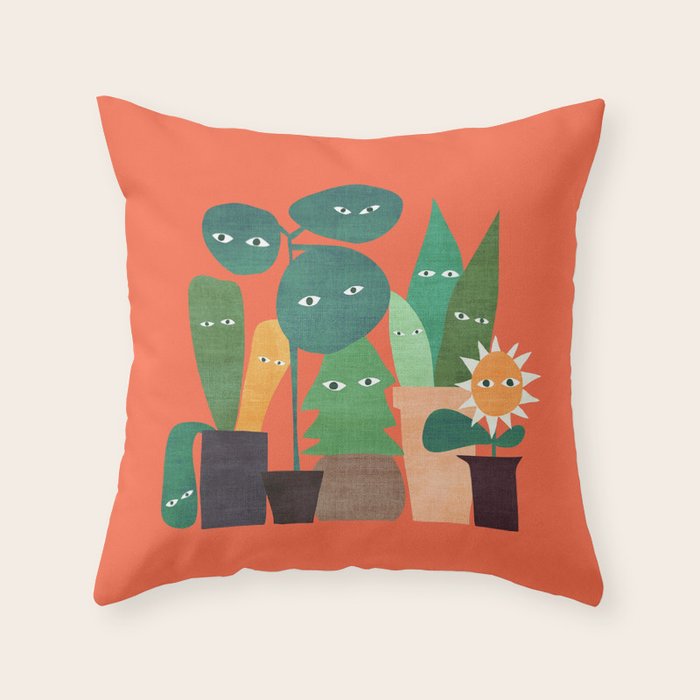 The plants are watching (paranoidos maximucho) Throw Pillow Gallery Image 6