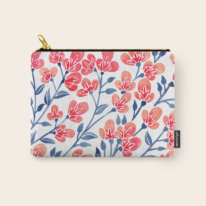Cherry Blossoms - Melon & Navy Palette Carry All Pouch Gallery Image 1