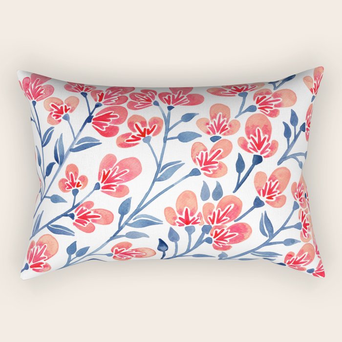 Cherry Blossoms - Melon & Navy Palette Rectangular Pillow Gallery Image 1