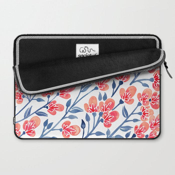 Cherry Blossoms - Melon & Navy Palette Laptop Sleeve Gallery Image 2