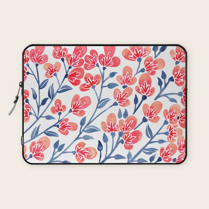 Cherry Blossoms - Melon & Navy Palette Laptop Sleeve Gallery Image 1