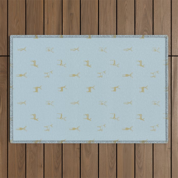 Christmas reindeer animal doodle art pattern Outdoor Rug Gallery Image 1