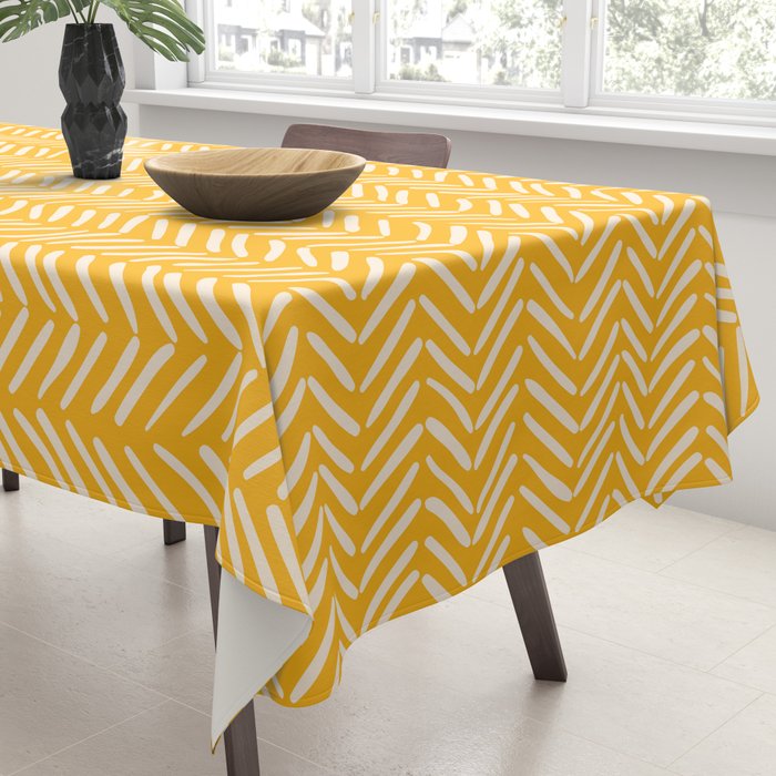 Arrow Lines Pattern in Mustard Yellow shades 1 Tablecloth Gallery Image 3