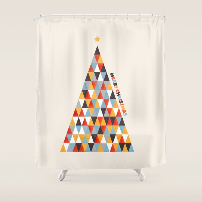 Modern Christmas Tree Shower Curtain Gallery Image 1