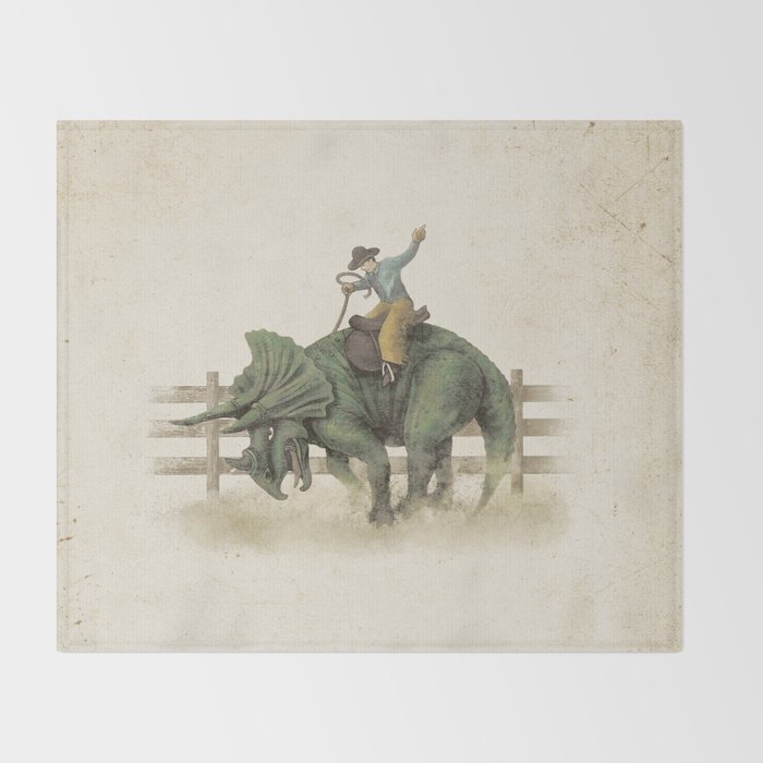 Dino Rodeo  Throw Blanket Gallery Image 2