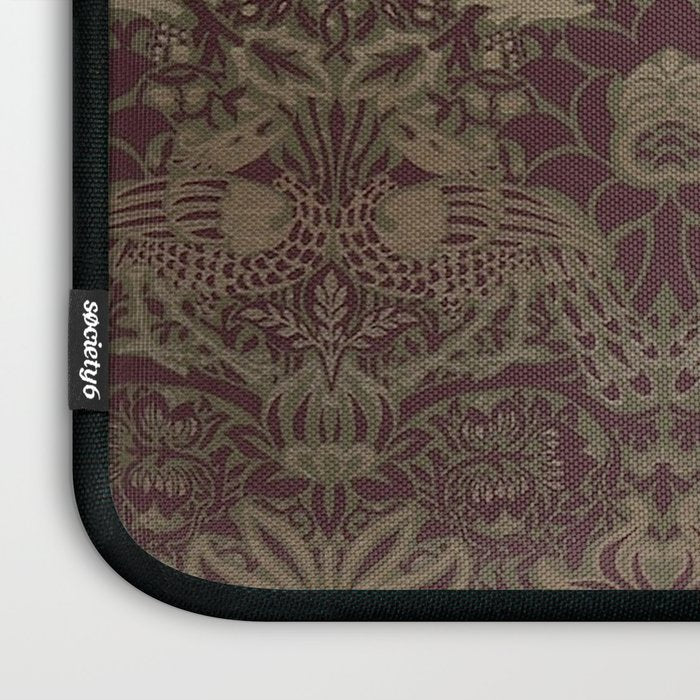 William Morris Peacock and Dragon Moss Wine Laptop Sleeve Gallery Image 3