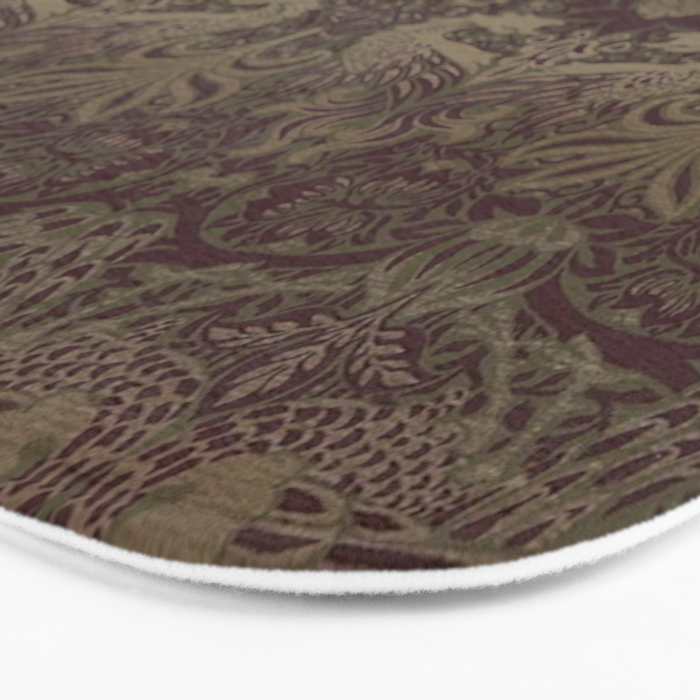 William Morris Peacock and Dragon Moss Wine Bath Mat Gallery Image 3
