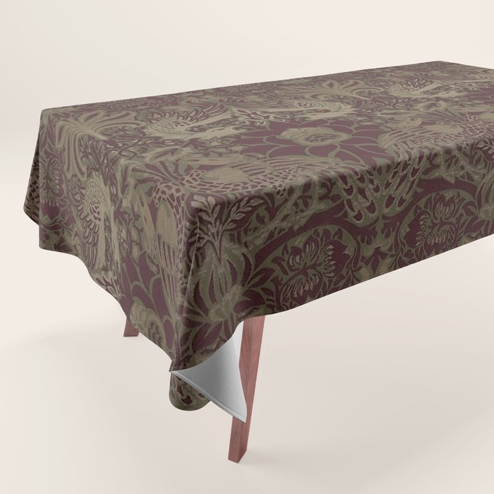 William Morris Peacock and Dragon Moss Wine Tablecloth Gallery Image 1