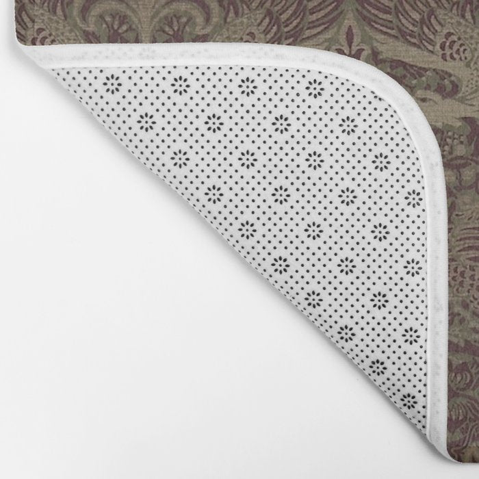 William Morris Peacock and Dragon Moss Wine Bath Mat Gallery Image 2