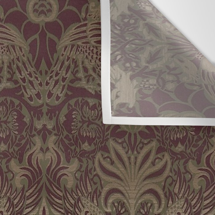 William Morris Peacock and Dragon Moss Wine Wall Tapestry Gallery Image 3