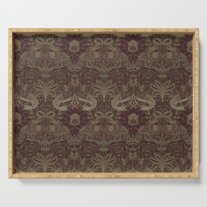 William Morris Peacock and Dragon Moss Wine Serving Tray Gallery Image 1