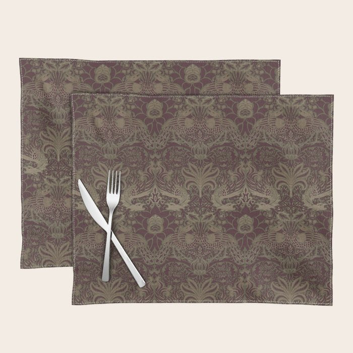 William Morris Peacock and Dragon Moss Wine Placemat Gallery Image 1