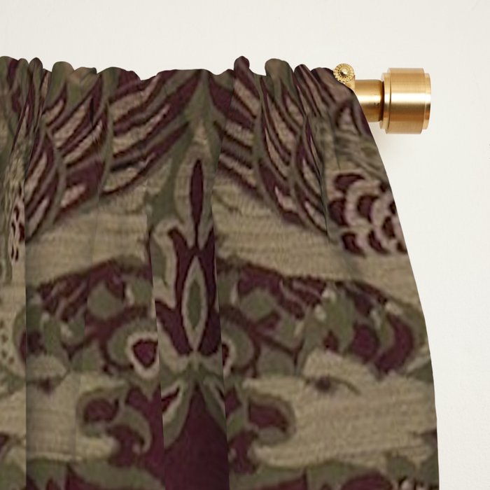William Morris Peacock and Dragon Moss Wine Window Curtain Gallery Image 2