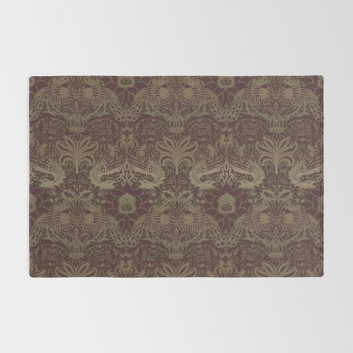 William Morris Peacock and Dragon Moss Wine Rug Gallery Image 2